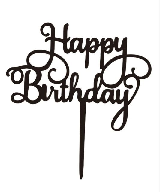Birthday Cake Topper - Black