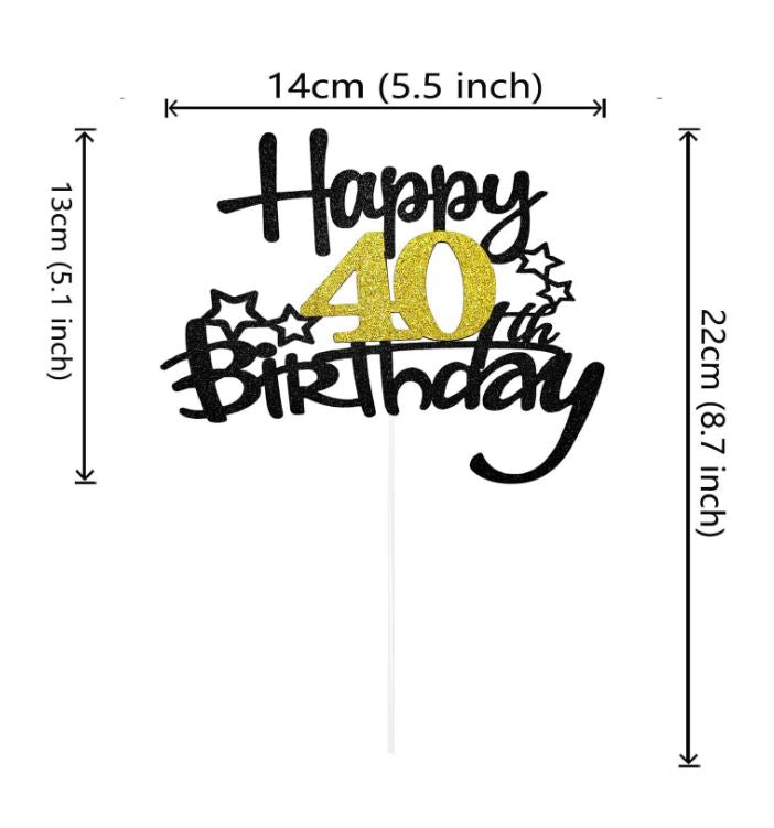 Happy 40th Birthday Cake Topper