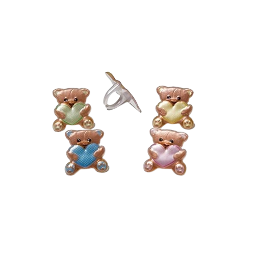 Teddy Bear with Heart Cupcake Rings