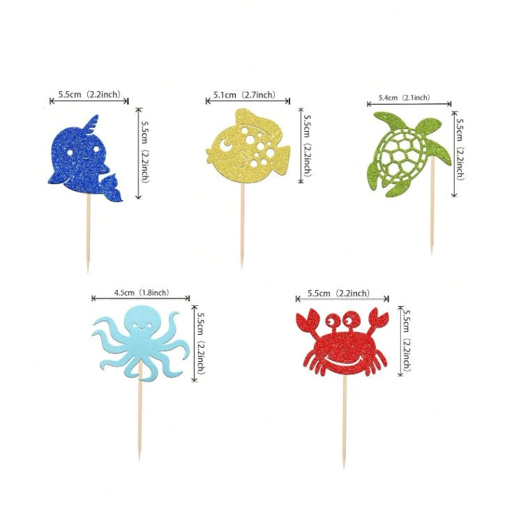 Ocean Sea Animals Cupcake Toppers