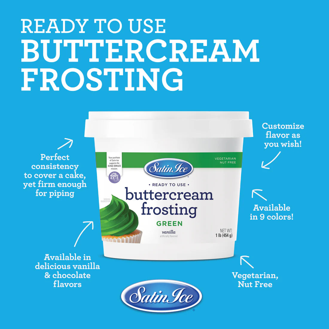 Green Vanilla Buttercream Frosting 1Lb
