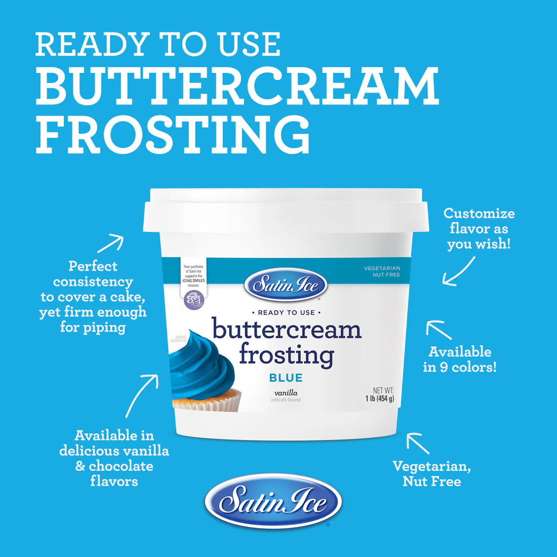 Blue Vanilla Buttercream Frosting 1Lb