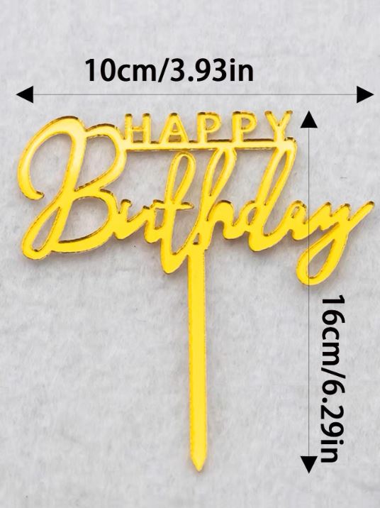 Gold Happy Birthday Cake Topper