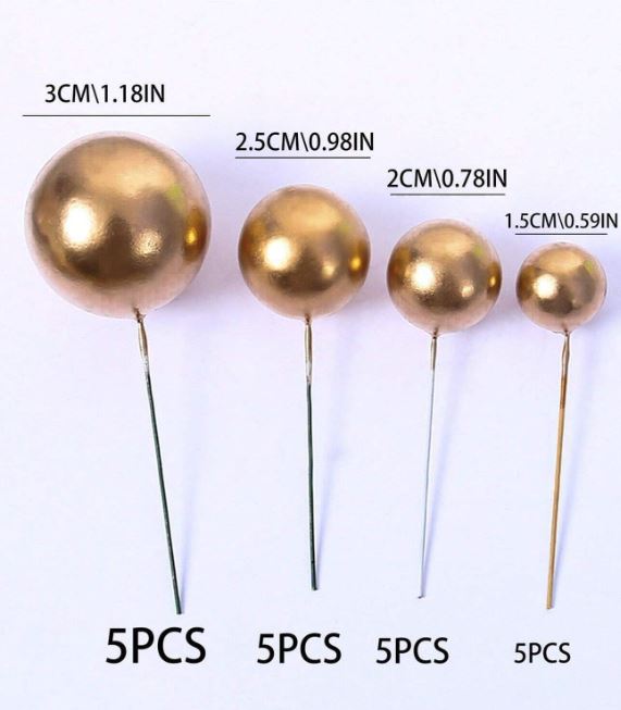 20pcs Mixed Size Gold Foam Balls