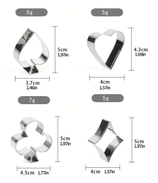 4pcs Playing Card Shaped Cookie Cutter Set