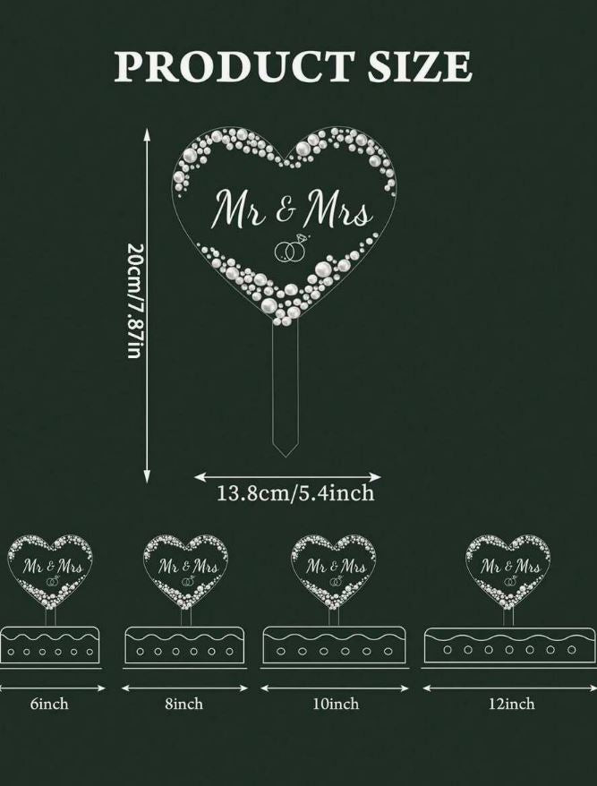Acrylic Mr. & Mrs. Cake Topper With Pearls And Rhinestones