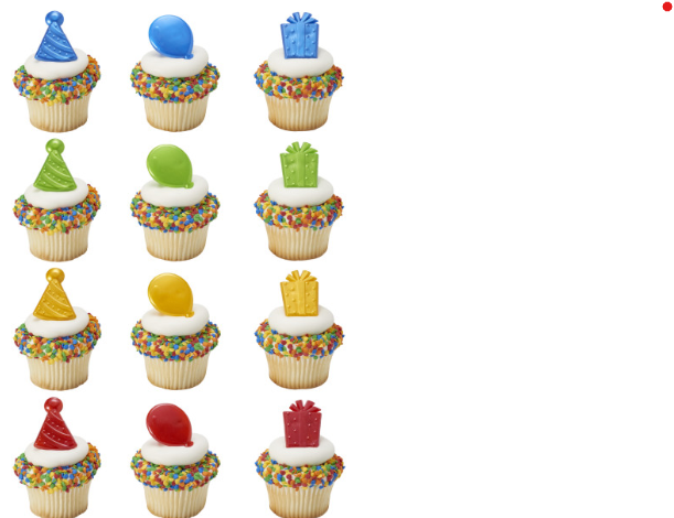 Happy Birthday Icons Cupcake Rings