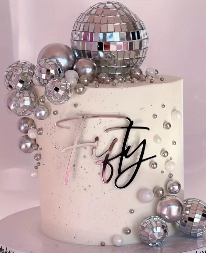 10pcs Silver Disco Ball Cake Decorations