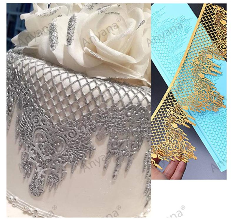 Novelty Giant Jewels Edible Lace Mat Silicone Imprint Mold