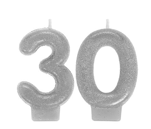 30th Sparkling Celebration silver candle