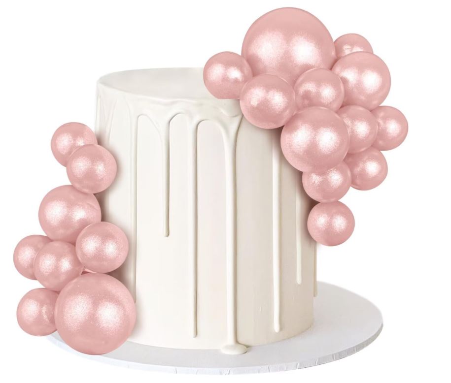 20 PCS Ball Cake Topper Pearl Rose Gold