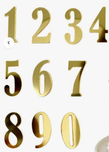 0-9 Shiny Gold Acrylic Number Cake Toppers
