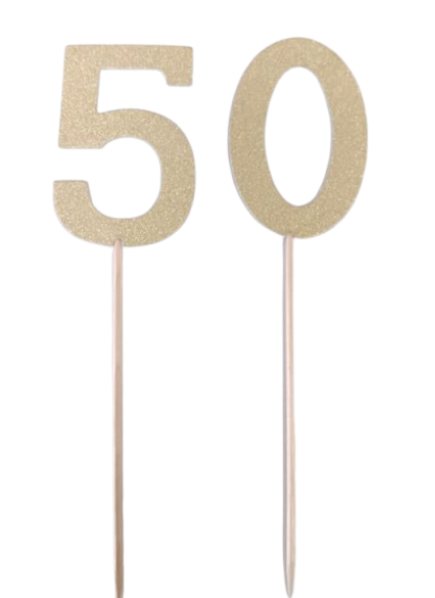 Gold Glitter Number Picks