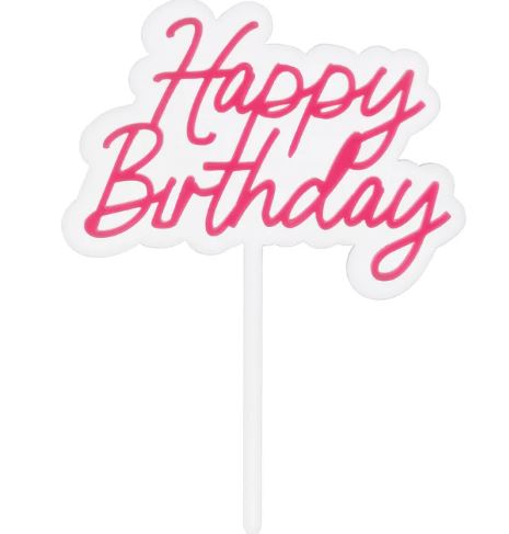 Pink Happy Birthday Cake Topper