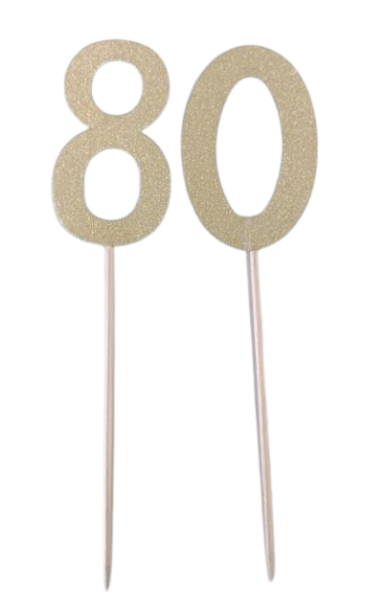 Gold Glitter Number Picks
