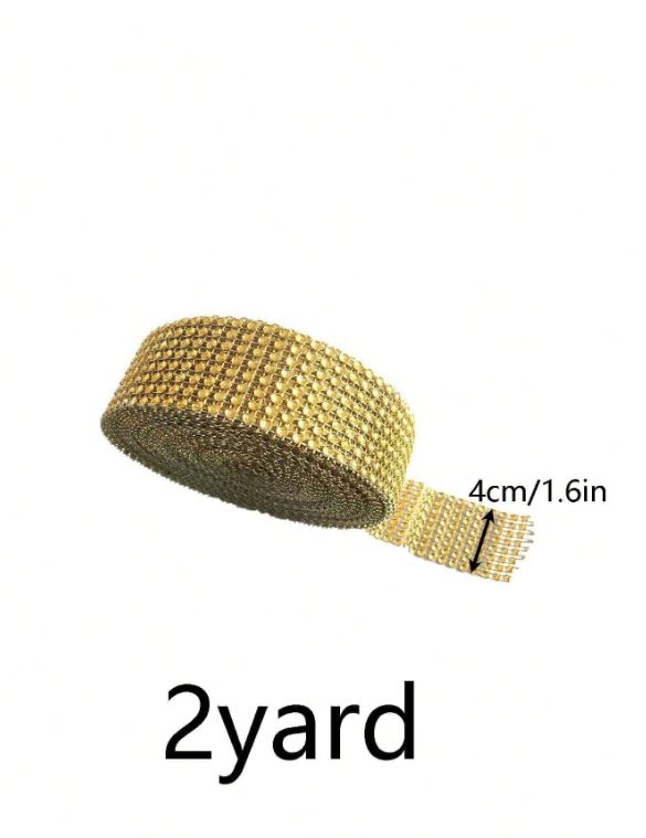 Gold Rhinestone Ribbon Strip