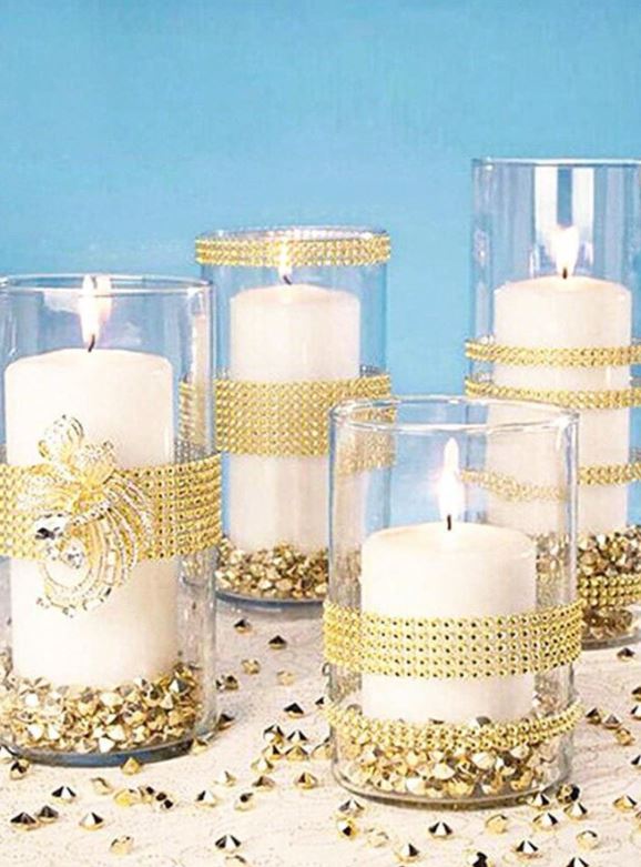Gold Rhinestone Ribbon Strip