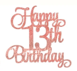 Happy Birthday Rose Gold Cake Topper