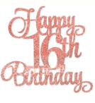 Happy Birthday Rose Gold Cake Topper