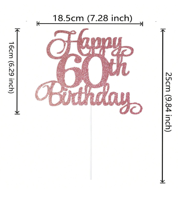 Happy Birthday Rose Gold Cake Topper