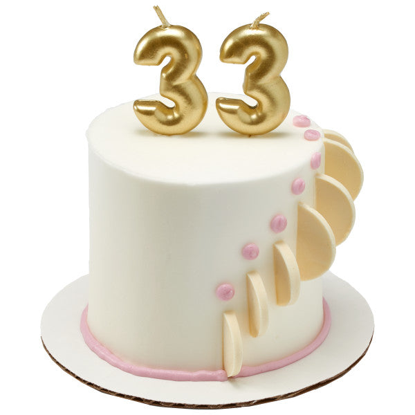 3 Mini Gold Numeral Candles