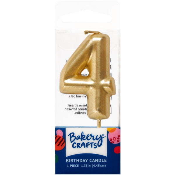 4 Mini Gold Numeral Candles
