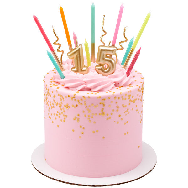 5 Mini Gold Numeral Candles