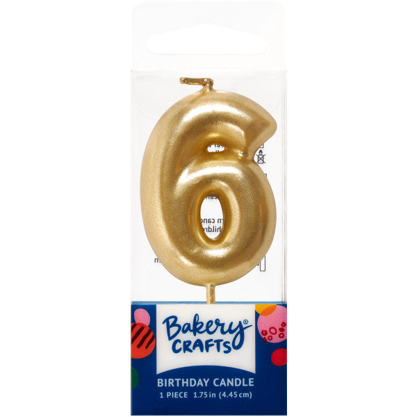 6 Mini Gold Numeral Candles