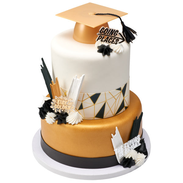 Gold Smooth Grad Hat Layon