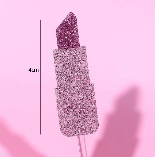 Hot Pink Glitter High Heel, Lipstick, Lip Cupcake Picks