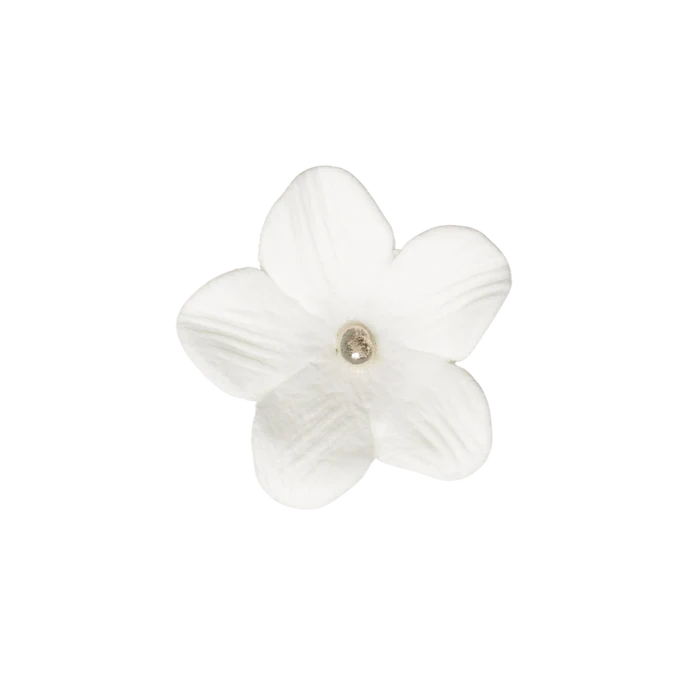 1.5" Charming Blossom - White w/ Silver Dragee