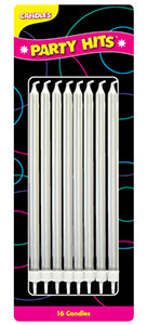 Party Shape Candles - Silver w/ Holders