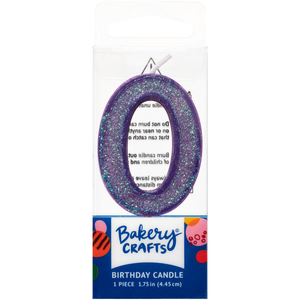 0 Mini Glitter Numeral Candles