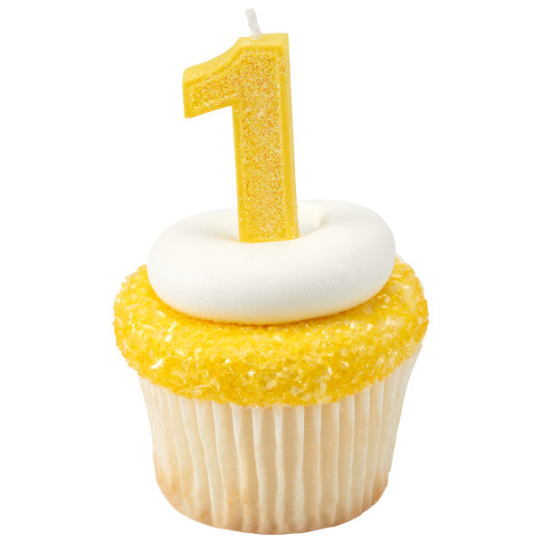 1 Mini Glitter Numeral Candles