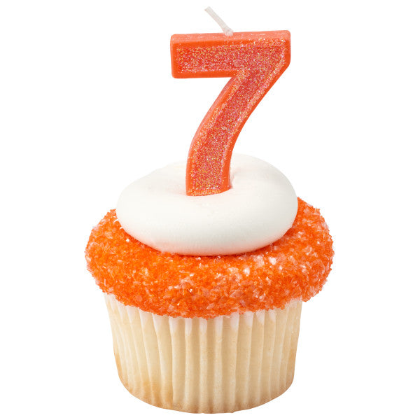 7 Mini Glitter Numeral Candles