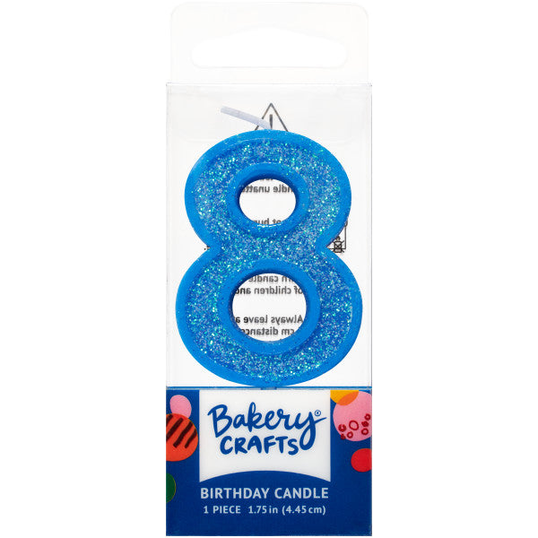 8 Mini Glitter Numeral Candles
