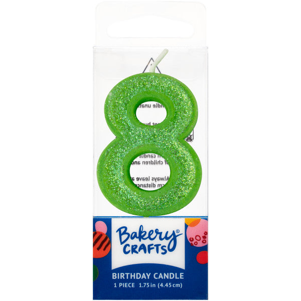 8 Mini Glitter Numeral Candles