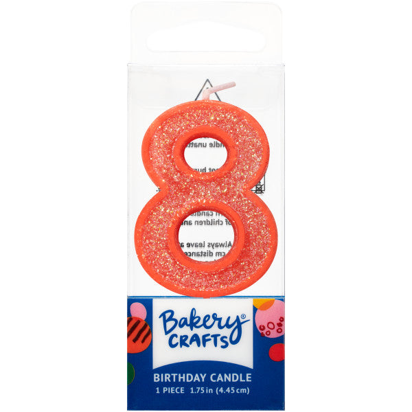 8 Mini Glitter Numeral Candles
