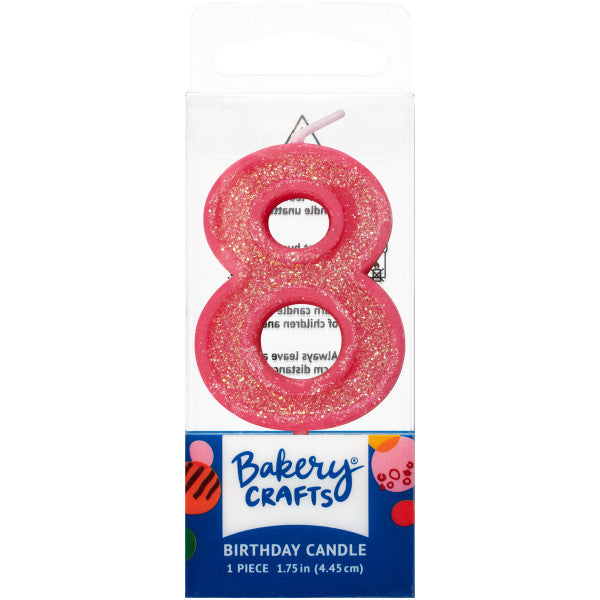 8 Mini Glitter Numeral Candles