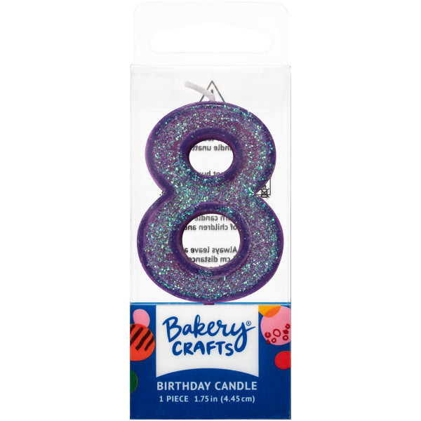 8 Mini Glitter Numeral Candles