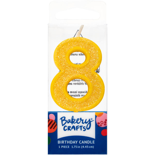 8 Mini Glitter Numeral Candles