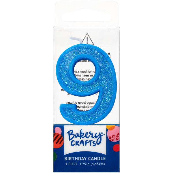 9 Mini Glitter Numeral Candles