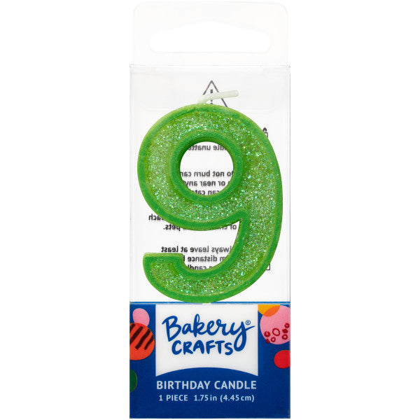 9 Mini Glitter Numeral Candles