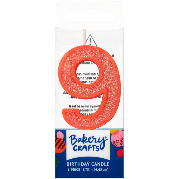 9 Mini Glitter Numeral Candles