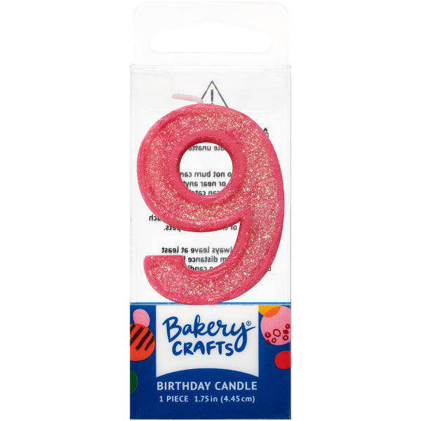 9 Mini Glitter Numeral Candles