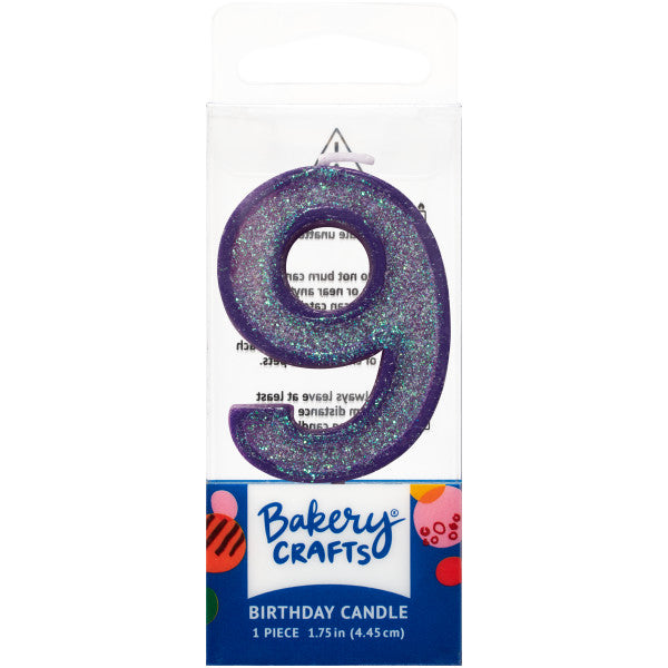 9 Mini Glitter Numeral Candles