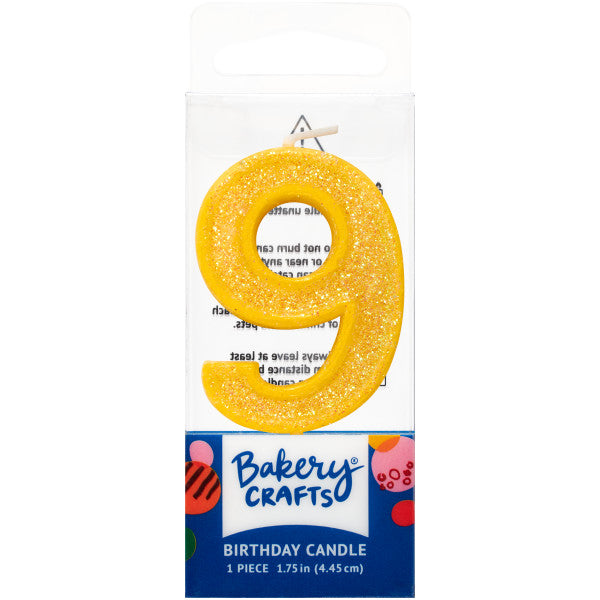 9 Mini Glitter Numeral Candles