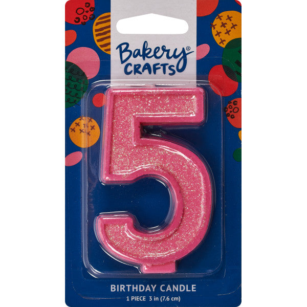5 Glitter Numeral Candles