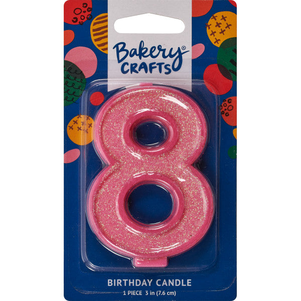 8 Glitter Numeral Candles