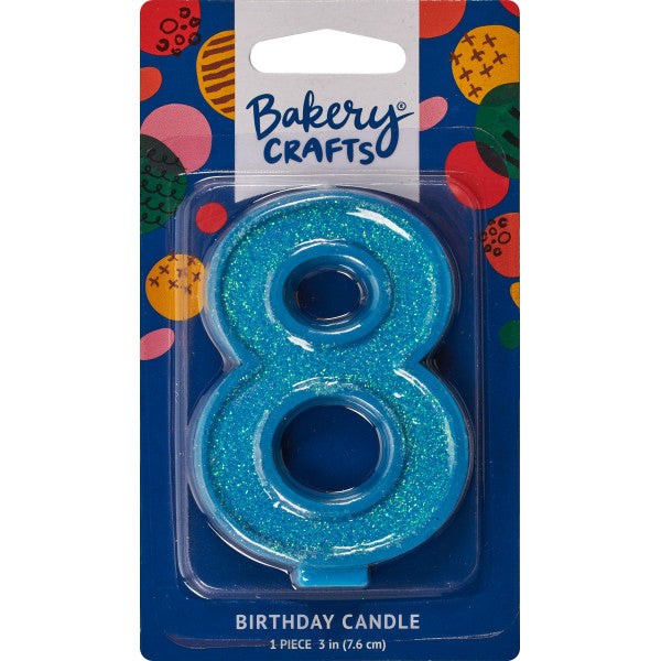 8 Glitter Numeral Candles